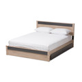 Baxton Studio Jamie Oak and Grey Wood Queen 2-Drawer Queen Size Storage Platform Bed 138-7709-8041